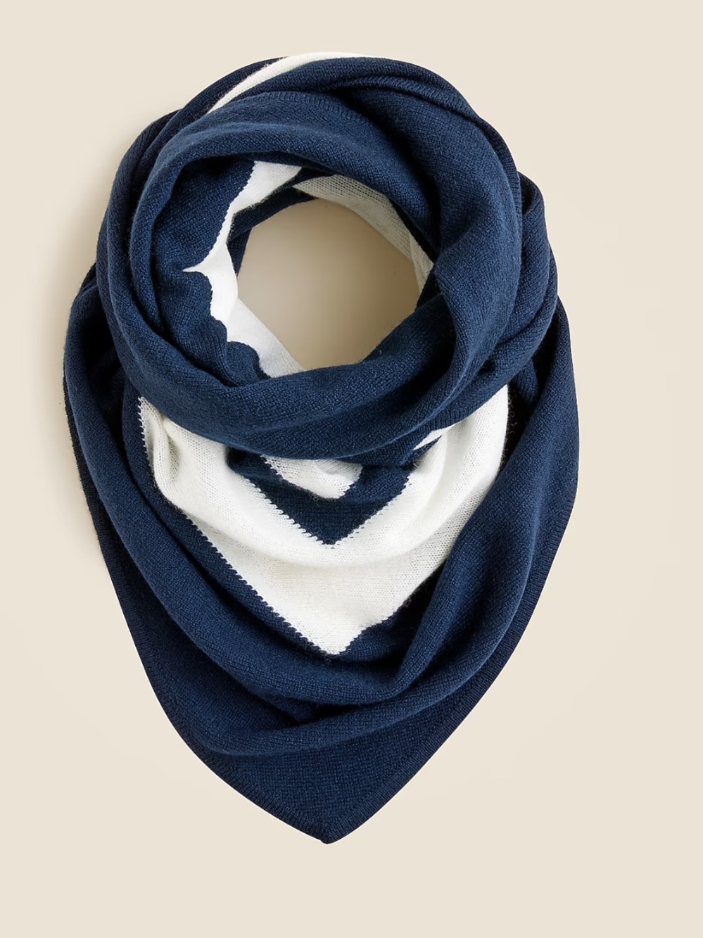J.Crew Striped wool-cashmere blend bandana-Navy Ivory Stripe-CO313-NWT